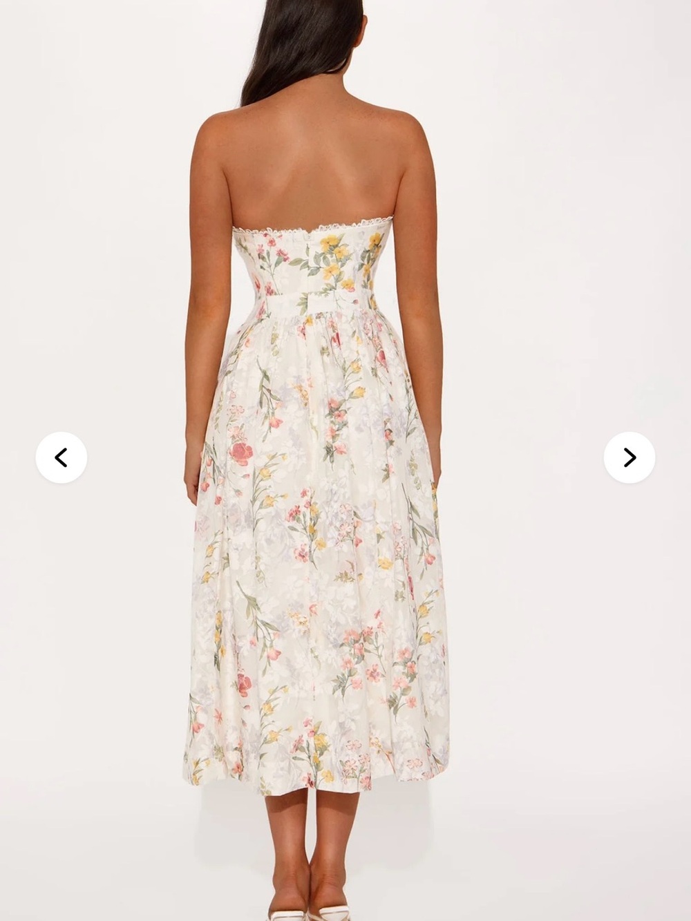 Fashion Nova White Strapless Floral Midi Dress - Picture 3 of 6